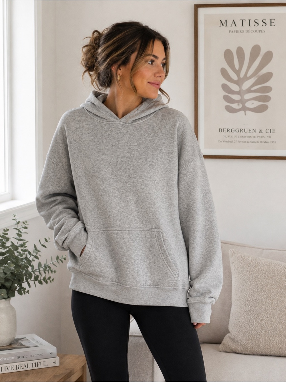 Abercrombie & Fitch Oversized Hoodie Gray Fleece Lined Pullover Women’s S